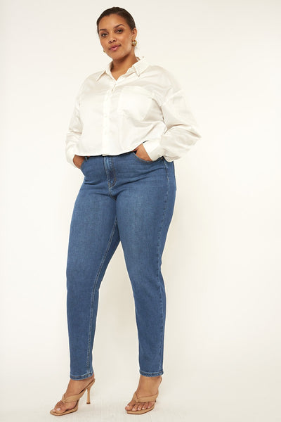 Curvy plus size cigarette jeans skinny chic medium dark wash blue denim everyday casual work professional teacher back to school mom stretchy comfortable fall winter classic timeless Modern smart causal female chic effortless outfit womens ladies gift elegant effortless clothing everyday stylish clothes apparel outfits chic winter summer style women’s boutique trendy teacher office cute outfit boutique clothes fashion quality work from home neutral wardrobe essential basics gift for her midsize curvy sizes 
