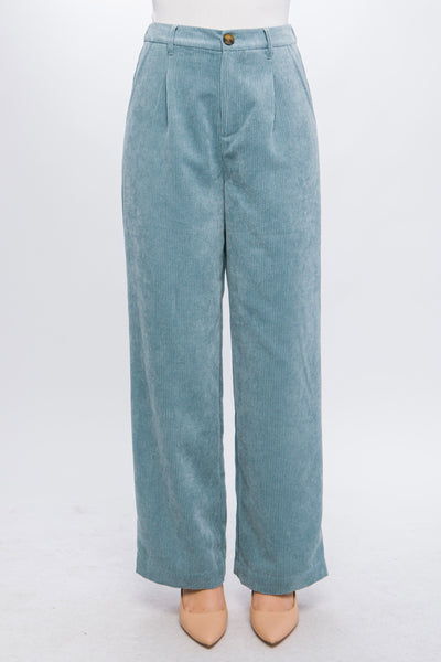 Light blue corduroy pants wide leg straight pockets tailored elastic waistband work professional mom everyday soft Modern smart causal female chic effortless outfit womens ladies gift elegant effortless clothing everyday stylish clothes apparel outfits chic winter summer style women’s boutique trendy teacher office cute outfit boutique clothes fashion quality work from home coastal beachy neutral wardrobe essential basics gift for her dusty blue fall autumn look