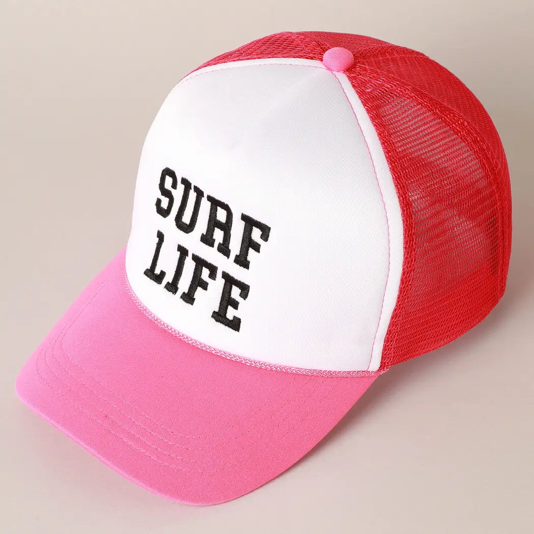 Surf life hot pink trucker hat baseball cap summer beach  Modern smart causal female chic effortless outfit womens ladies gift elegant effortless clothing everyday stylish clothes apparel outfits chic winter summer style women’s boutique trendy teacher office cute outfit boutique clothes fashion quality work from home coastal beachy lounge athleisure gift for her midsize curvy sizes 