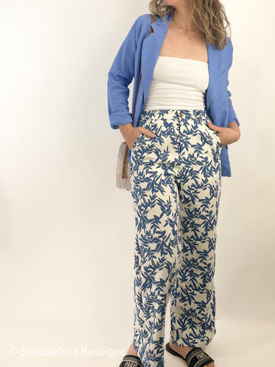 Blue and cream colored trousers womens pants professional chic office outfit work mom everyday casual pockets elastic waistband high rise wide leg straight leg pants summer fall Modern smart causal female chic effortless outfit womens ladies gift elegant effortless clothing everyday stylish clothes apparel outfits chic winter summer style women’s boutique trendy teacher office cute outfit boutique clothes fashion quality work from home coastal beachy neutral wardrobe essential basics gift for her