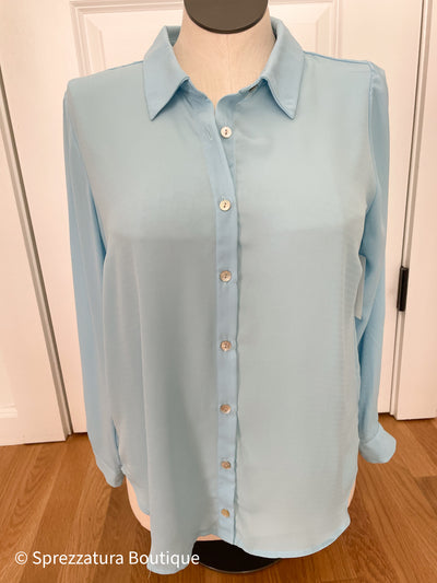Womens blue lightweight sheer long sleeve button down up shirt blouse work professional summer fall attire work teacher mom outfit chic casual everyday layer blouse tops collar light sky blue Modern smart causal female chic effortless outfit womens ladies gift elegant effortless clothing everyday stylish clothes apparel outfits chic winter summer style women’s boutique trendy teacher office cute outfit boutique clothes fashion quality work from home coastal beachy neutral wardrobe essential basics