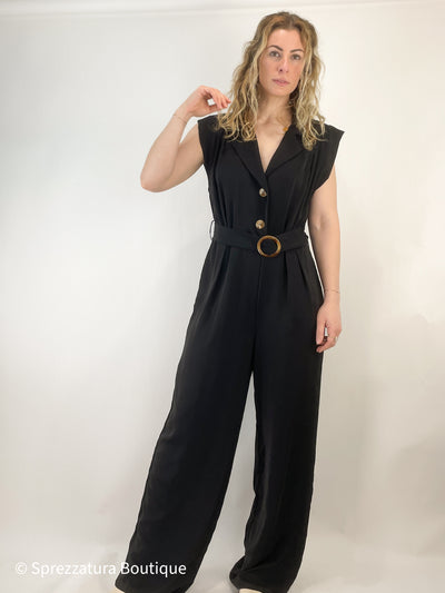 Womens black belted jumpsuit sleeveless chic retro classic pockets wedding guest outfit birthday events chic casual dressy Modern smart causal female chic effortless outfit womens ladies gift elegant effortless clothing everyday stylish clothes apparel outfits chic winter spring style women’s boutique trendy teacher office cute outfit boutique clothes fashion quality work from home lounge athleisure gift for her summer style professional 