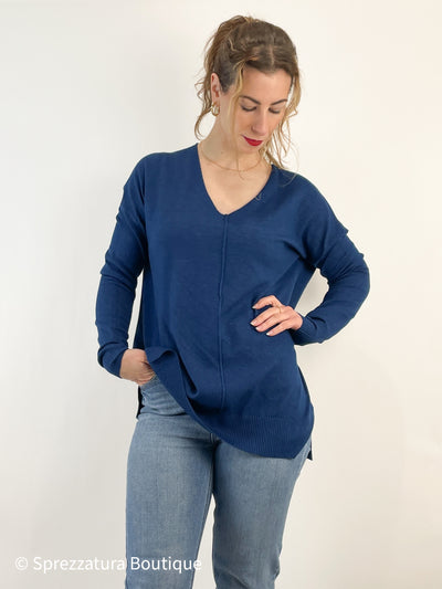 v-neck soft tunic sweater knit lightweight soft lux navy blue light taupe Modern smart causal female chic effortless outfit womens ladies gift elegant effortless clothing everyday stylish clothes apparel outfits chic winter fall autumn professional style women’s boutique trendy teacher office cute outfit boutique clothes fashion quality work from home neutral wardrobe essential basics