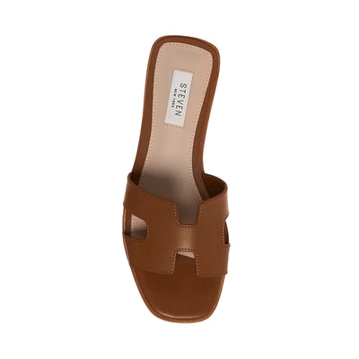 Womens cognac brown chic leather slide sandals summer H shape everyday casual flats Steve Madden quality Modern smart causal female chic effortless outfit womens ladies gift elegant effortless clothing everyday stylish clothes apparel outfits chic winter spring style women’s boutique trendy teacher office cute outfit boutique clothes fashion quality work from home lounge athleisure gift for her 