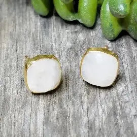 moonstone stud earrings made in the USA casual chic organic everyday dressy elegant effortless earring jewelry gift for her 