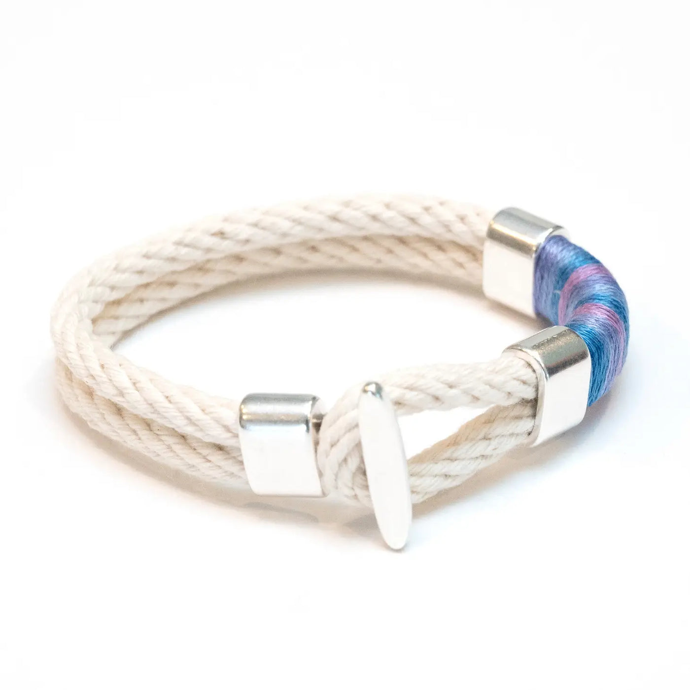 Nautical style bracelet rope silver gold blue purple preppy east coast New England chic jewelry locally made local woman-owned made in USA coastal grandma Modern smart causal female chic effortless outfit womens ladies gift elegant effortless clothing everyday stylish clothes apparel outfits chic winter summer style women’s boutique trendy teacher office cute outfit boutique clothes fashion quality work from home coastal beachy lounge athleisure gift for her midsize curvy sizes 