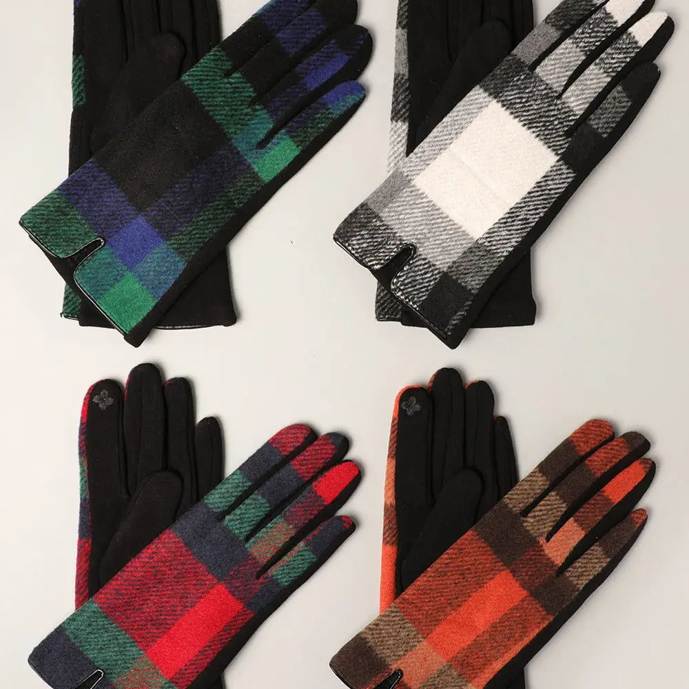 plaid touch screen friendly gloves chic casual gift for her ideas stocking stuffer christmas holidays 