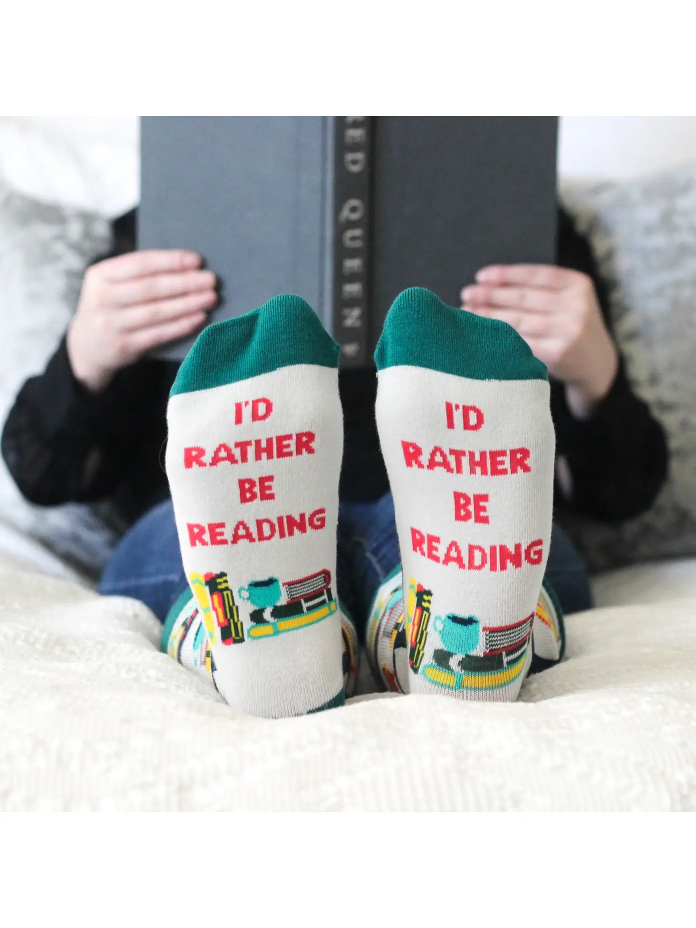 I'd rather be reading socks bookworm reader book lover cozy winter fall gift stocking stuffer holiday Modern smart causal female chic effortless outfit womens ladies gift elegant effortless clothing everyday stylish clothes apparel outfits chic winter fall autumn professional style women’s boutique trendy teacher office cute outfit boutique clothes fashion quality work from home neutral wardrobe essential basics lounge athleisure gift for her midsize curvy sizes 