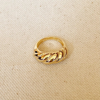 gold filled 18k croissant ring chunky chic everyday Casula womens gift for her size 8