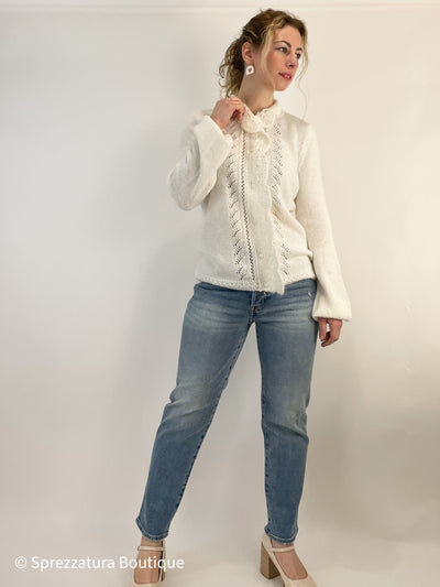 White cardigan classic collared collar knit timeless chic white ivory button down grandma coastal style spring Modern smart causal female chic effortless outfit womens ladies gift elegant effortless clothing everyday stylish clothes apparel outfits chic winter spring style women’s boutique trendy teacher office cute outfit boutique clothes fashion quality work from home lounge athleisure gift for her work teacher