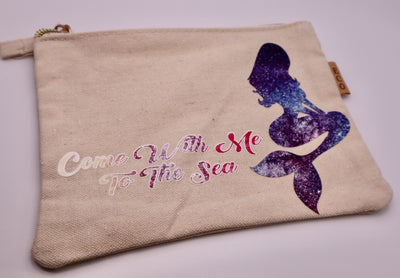 Come with me to the sea mermaid makeup pouch. Cosmetic bag.