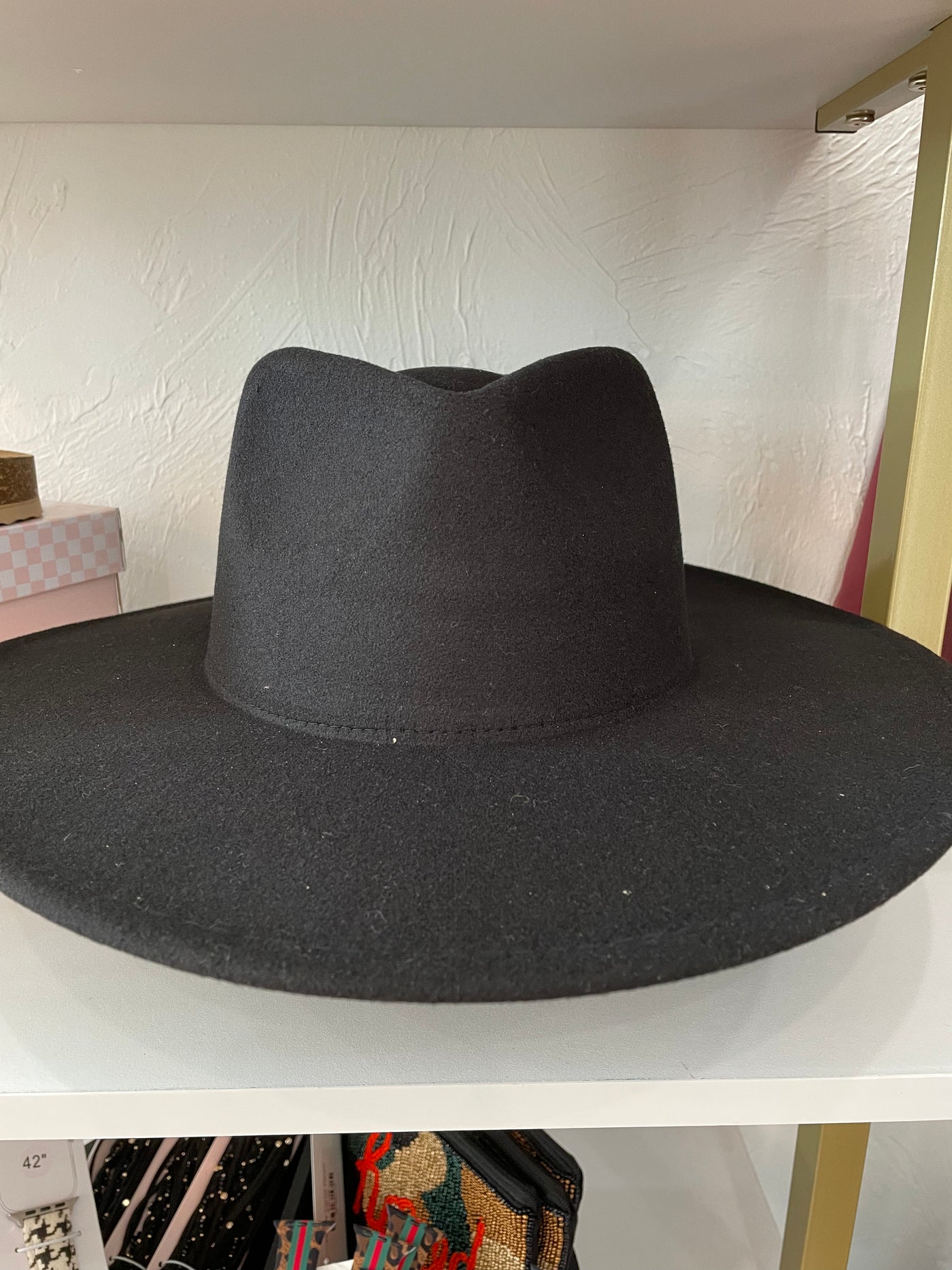 Vegan rancher fedora style black hat. Fits larger heads too. 