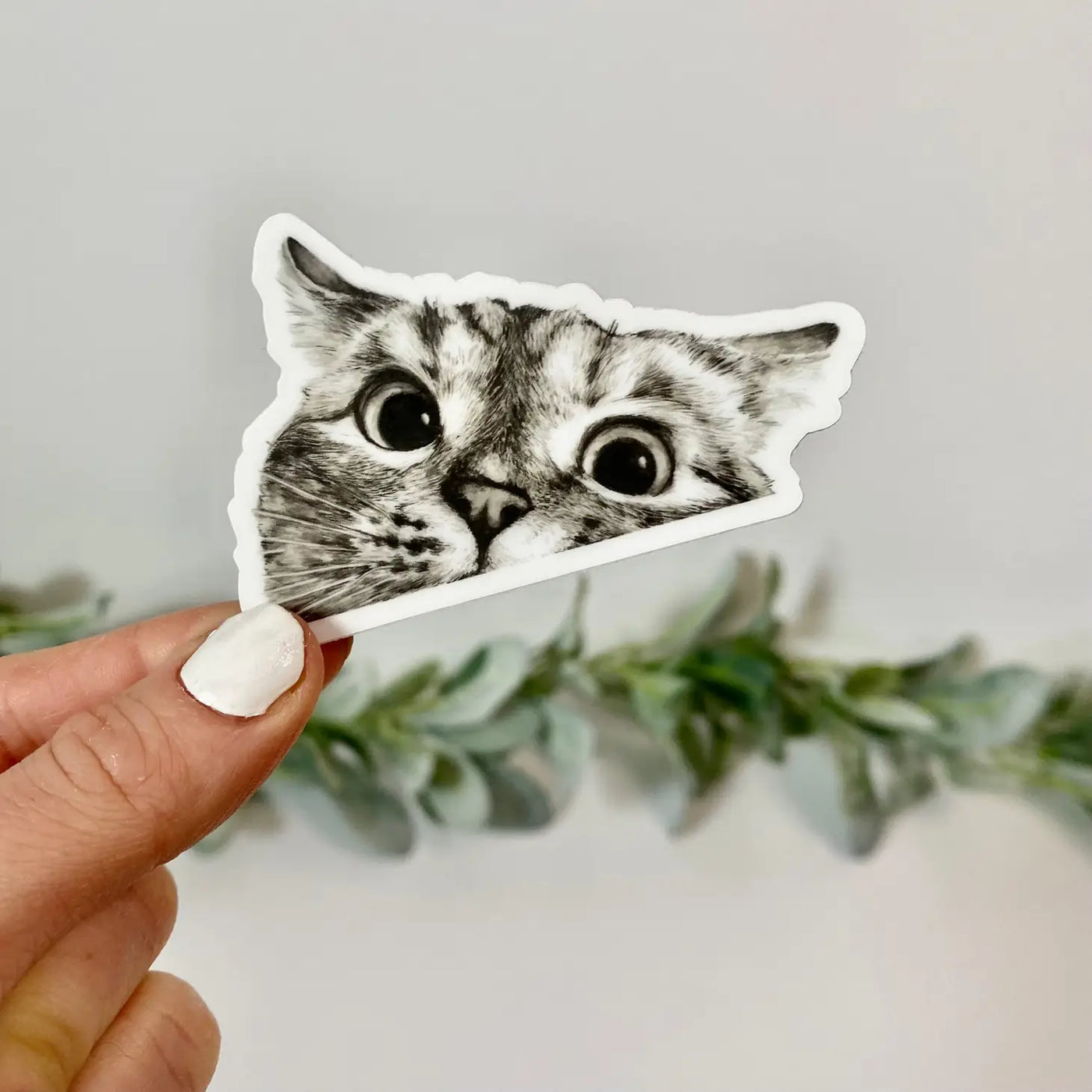 funny peeking cat sticker cat mom gift for her silly 